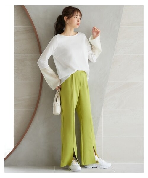 nissen（ニッセン）の「大きいサイズ　センタースリットスラックス　miclat（パンツ・レディース・黒/リーフグリーン・L/LL/3L/4L/5L/6L/8L/10L）」の13枚目の写真