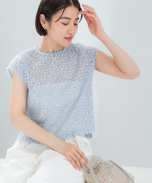 URBAN RESEARCH ROSSO（アーバンリサーチロッソ）の「フェザーフラッグチュールプルオーバー（シャツ/ブラウス・レディース・SAX/IVORY・Free）」の2枚目の写真