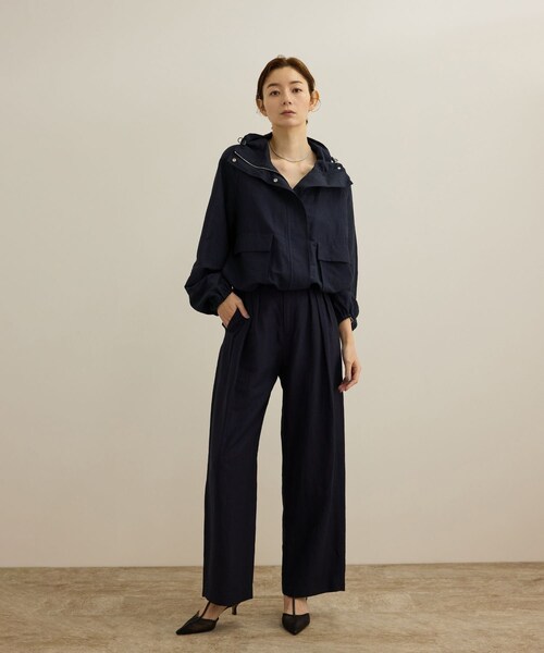 ROPE'(ロペ)の「【洗える】ビスコースリネン ライトマウンテンパーカー/一部セットアップ対応(ブルゾン・レディース・オフホワイト/ネイビー・36/38)」の15枚目の写真