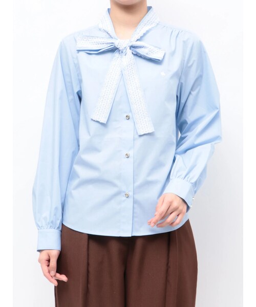 TONAL（トーナル）の「【POLOBCS】レースデザインボウタイブラウス（シャツ/ブラウス・レディース・オフホワイト/アイスブルー/ネイビー・M）」の2枚目の写真