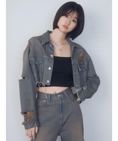 EMODA（エモダ）の「Wスリットカットオフデニムジャケット