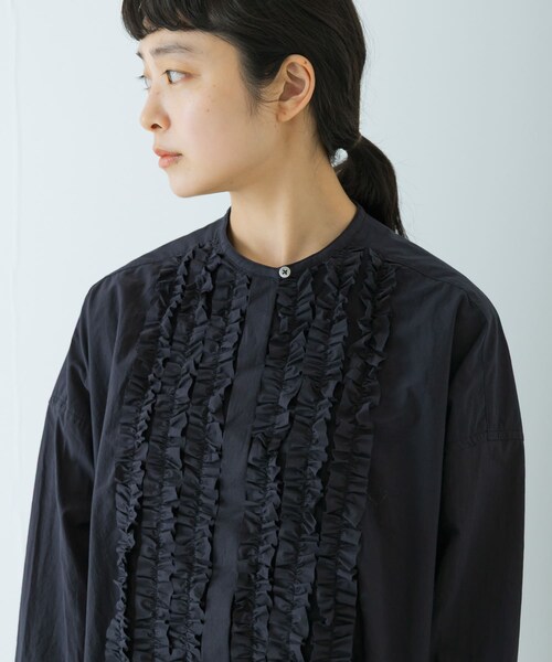 かぐれ（カグレ）の「コットンフリルワイドシャツ（シャツ/ブラウス・レディース・OFF/NAVY・Free）」の21枚目の写真