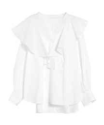 ELENDEEK | ASYMMETRY FLARE NECK L/S BL(シャツ/ブラウス)