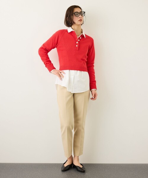 ROPE'（ロペ）の「ヘンリーネックラグランスリーブニットプルオーバー/イージーケア（ニット/セーター・レディース・ホワイト/ネイビー/レッド・F）」の12枚目の写真