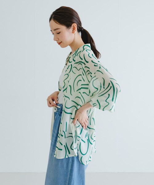 URBAN RESEARCH（アーバンリサーチ）の「『イージーケア』ドローイングアートプリントシャツ（シャツ/ブラウス・レディース・GREEN/RED・FREE）」の9枚目の写真
