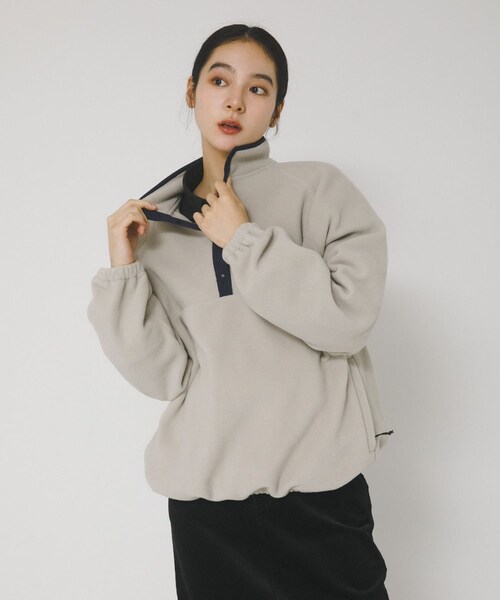 EKAL(エカル)の「マルチカラーフリーススタンドプルオーバー(その他トップス・レディース・アイボリー/ブラック/パープル/オレンジ・One)」の8枚目の写真
