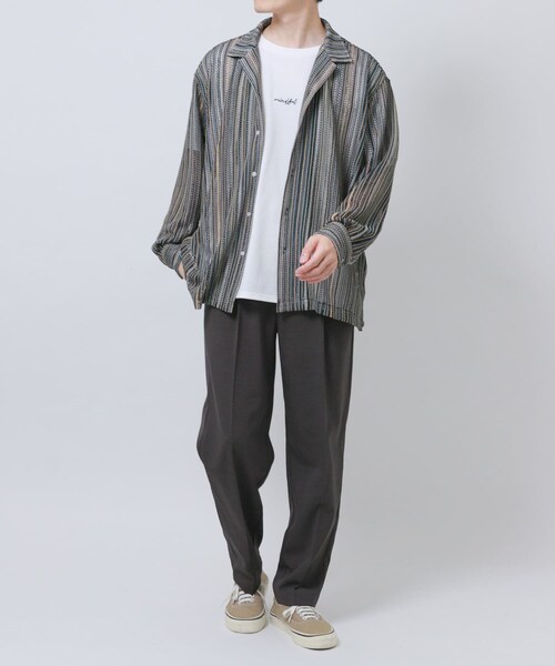 ITEMS URBANRESEARCH(アイテムズ アーバンリサーチ)の「マルチストライプレースオープンカラーシャツ(シャツ/ブラウス・メンズ・BLU/BLK/GRN・M/L)」の16枚目の写真