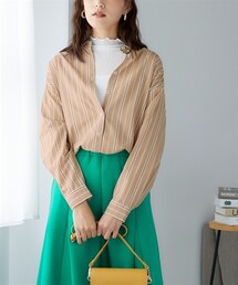 nissen | 大きいサイズ ゆるシルエットストライプシャツ(シャツ/ブラウス)