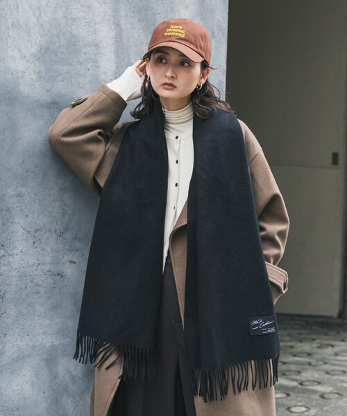 SENSE OF PLACE by URBAN RESEARCH（センスオブプレイスバイアーバンリサーチ）の「カシミヤミックスウールストール（マフラー・レディース・BLACK/IVORY/MOCHA・one）」の3枚目の写真