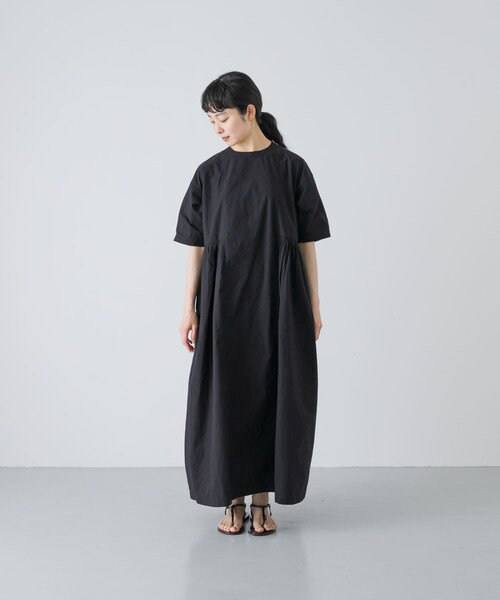 かぐれ（カグレ）の「『2サイズ展開』コットンシルクサイドギャザーワンピース（ワンピース・レディース・BLACK/ROYAL BLUE/BLACK A・0/1）」の13枚目の写真