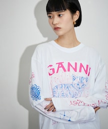 ADAM ET ROPE' | 【GANNI】Light Jersey Cat Long Sleeve T-shirt(Tシャツ/カットソー)