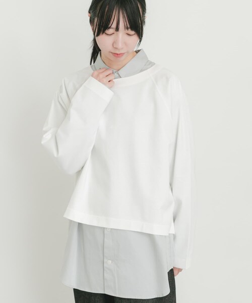 EKAL(エカル)の「シルケットコットンロングスリーブTシャツ(Tシャツ/カットソー・レディース・オフ/ネイビー・One)」の5枚目の写真