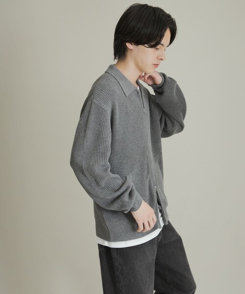 SENSE OF PLACE by URBAN RESEARCH(センスオブプレイスバイアーバンリサーチ)の「ダブルジップニットカーディガン(ニット/セーター・メンズ・GRAY/D.BLUE/RED・M/L)」の8枚目の写真