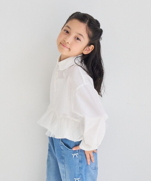 ROPE' PICNIC(ロペピクニック)の「【KIDS/キッズ】アソートペプラムブラウス/UVケア・イージーケア・リンクコーデ(シャツ/ブラウス・キッズ・ホワイト/ブルー・L/M/S)」の17枚目の写真