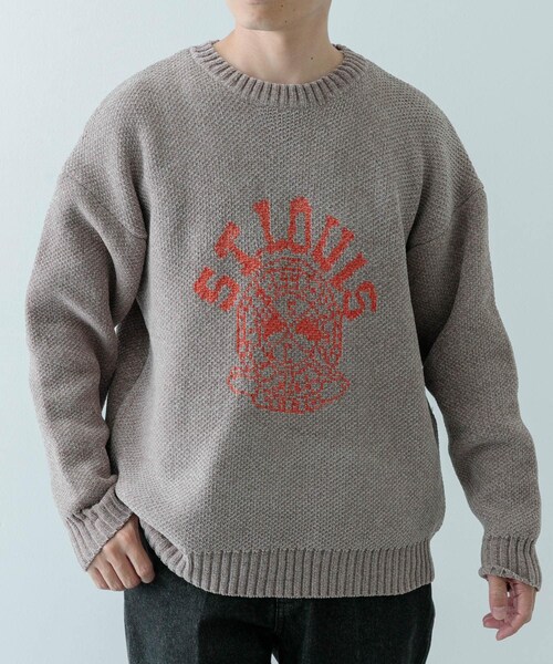 ITEMS URBANRESEARCH（アイテムズ アーバンリサーチ）の「カレッジロゴ モール クルーネック ニット（ニット/セーター・メンズ・NVY/BLK/BEG/MTD・M/L）」の17枚目の写真