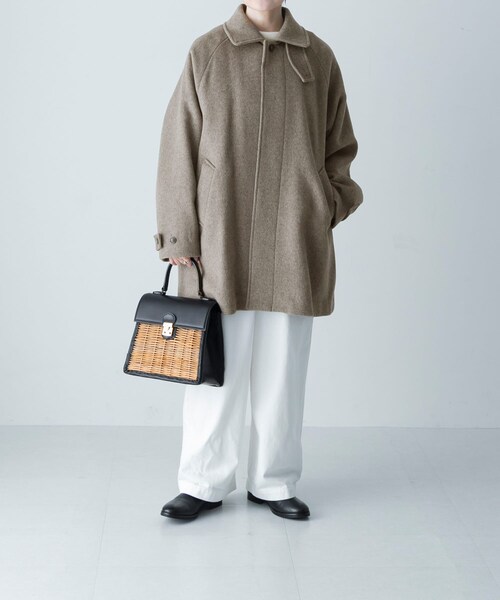 かぐれ（カグレ）の「ウールバックタックショートコート（ステンカラーコート・レディース・GRAY/CHARCOAL・Free）」の5枚目の写真