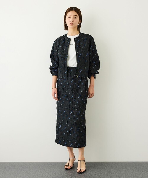 ROPE'(ロペ)の「ジャガードブルゾン/セットアップ対応・イージーケア(ブルゾン・レディース・ブラック/ベージュ・F)」の14枚目の写真