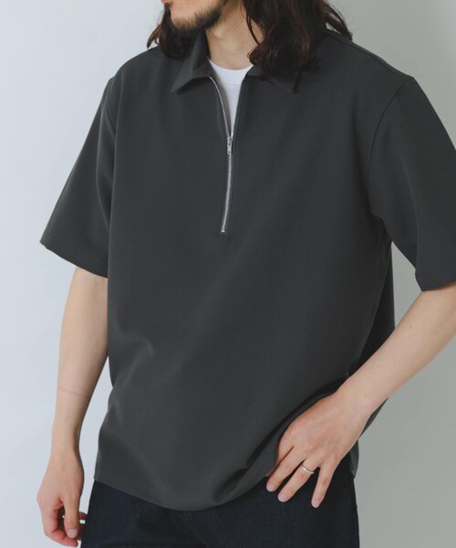 ITEMS URBANRESEARCH（アイテムズ アーバンリサーチ）の「冷感+速乾TRストレッチハーフZIP プルオーバー（シャツ/ブラウス・メンズ・CHARCOAL/BEIGE/BLUE/GREEN・M/L）」の20枚目の写真