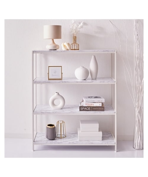 nissen（ニッセン）の「【幅90cm】大理石調スチールラック（4段）（家具・メンズ・ホワイト・Y=幅90cm）」の2枚目の写真