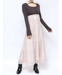 MERCURYDUO | シアーチェックニットドッキングワンピース(ワンピース)