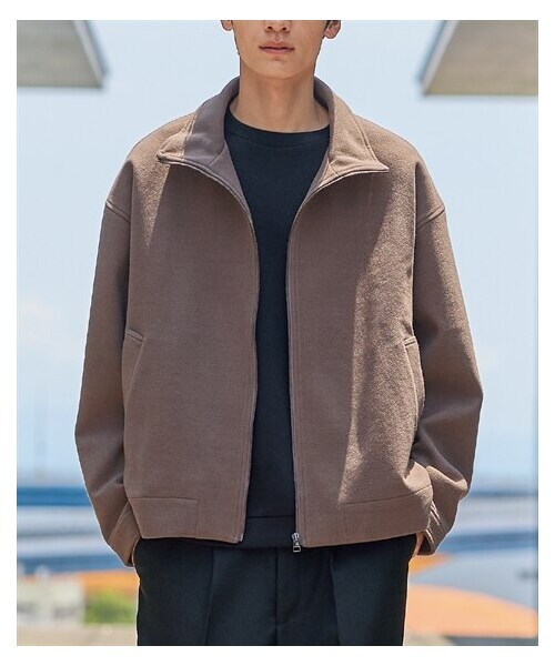 nissen（ニッセン）の「ニットメルトンジップアップブルゾン（ジャケット/アウター・メンズ・グレージュ/黒・M/L/LL/3L/4L/5L/6L/8L/10L）」の2枚目の写真