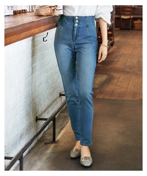 nissen（ニッセン）の「大きいサイズパンツ好き専用すっきりハイウエストストレッチデニムパンツ（ゆったりヒップ）（デニムパンツ・レディース・ユーズドブルー/インディゴブルー/ブラック・L/LL/3L/4L/5L/6L/8L/10L）」の11枚目の写真