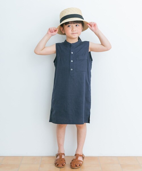 URBAN RESEARCH DOORS（アーバンリサーチドアーズ）の「リネンレーヨンノースリーブワンピース(KIDS)（ワンピース・キッズ・NAVY/BLUE・105/120/135）」の6枚目の写真