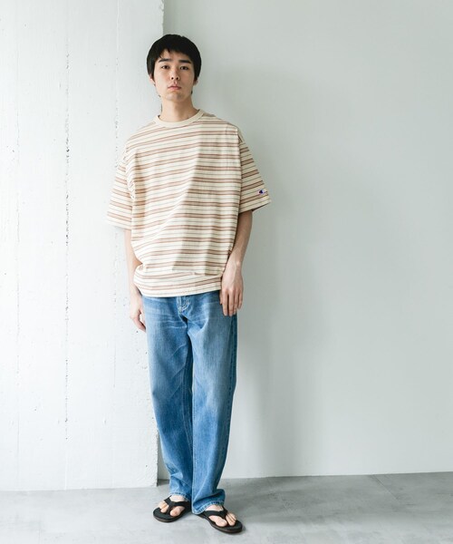 URBAN RESEARCH DOORS(アーバンリサーチドアーズ)の「『別注』CHAMPION×DOORS BORDER T-SHIRTS(Tシャツ/カットソー・メンズ・NAVY/BEIGE/L.BROWN・M/L/XL)」の20枚目の写真