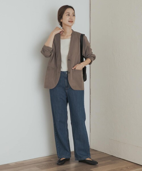 URBAN RESEARCH DOORS（アーバンリサーチドアーズ）の「ノーカラージャケット（ノーカラージャケット・レディース・GREIGE/BLACK・M）」の18枚目の写真