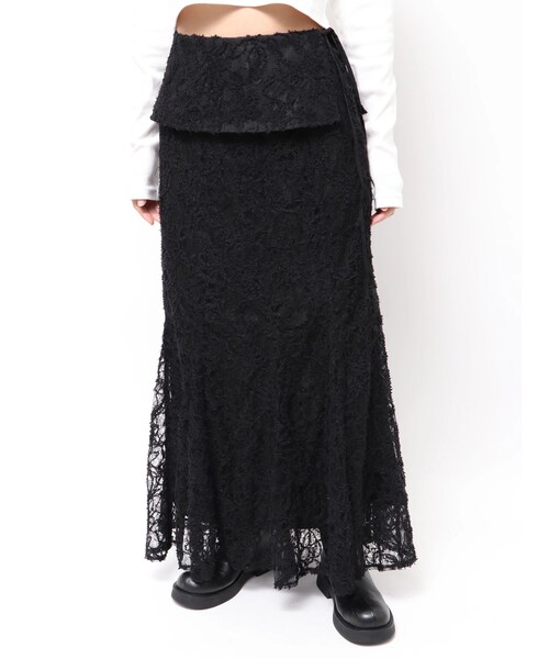 Ungrid（アングリッド）の「起毛レースマーメイドスカート（スカート・レディース・オフホワイト/ブラック/オレンジ・F）」の2枚目の写真