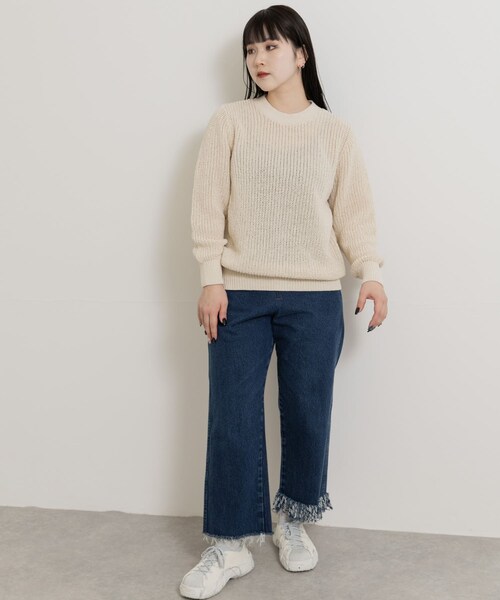 THE GOODLAND MARKET（ザグッドランドマーケット）の「米富繊維　WASHI COTTON TAPE KNIT PULLOVER（ニット/セーター・レディース・62BLUE/14BLACK/40IVORY/50LIME・1/3）」の10枚目の写真
