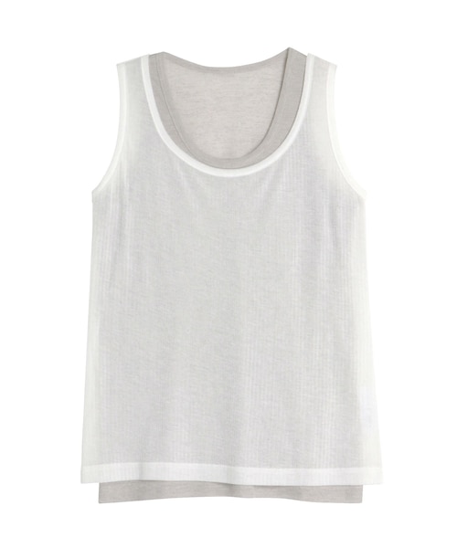 ELENDEEK（エレンディーク）の「SHEER LAYERED TANK（タンクトップ・レディース・オフホワイト/ブラック/イエロー/グレー・F）」の3枚目の写真