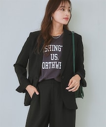 7days Life Styling | 【レディーススーツ】セットアップ対応テーラードジャケット（上下別売・すごく伸びる多機能変り織リスピィシリーズ）(スーツジャケット)