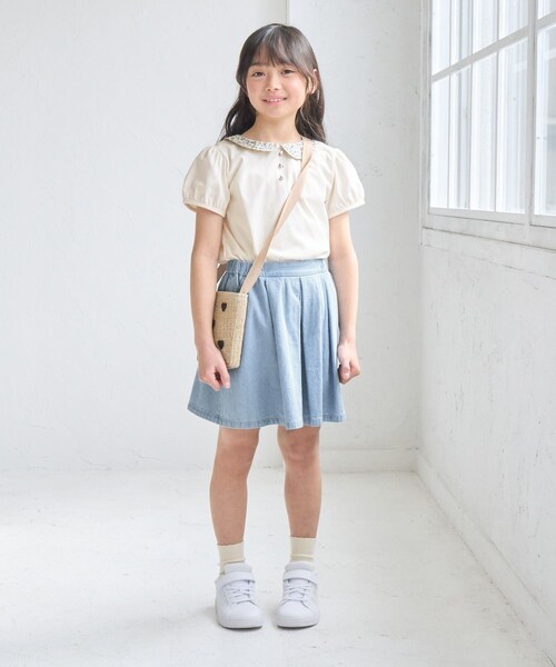 ROPE' PICNIC（ロペピクニック）の「【KIDS/キッズ】プチフラワー衿付きトップス/セットアップ対応（Tシャツ/カットソー・キッズ・ブラック/オフホワイト・L/M/S）」の15枚目の写真
