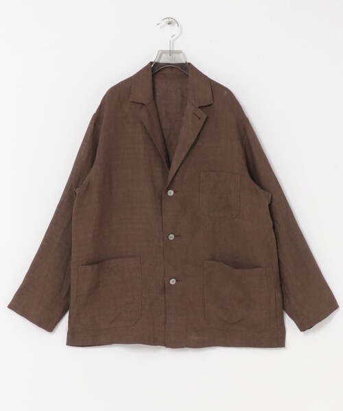 URBAN RESEARCH（アーバンリサーチ）の「YLEVE　LINEN POPLIN JACKET（テーラードジャケット・メンズ・011 SUMI/050 BROWN・3/4）」の7枚目の写真