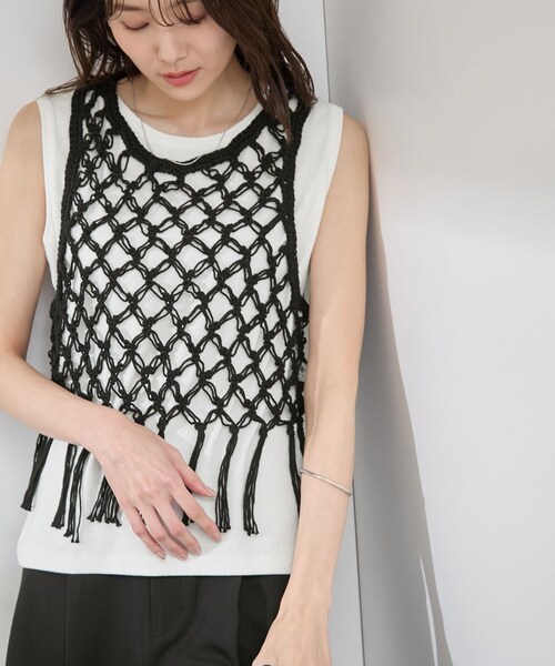 ROPE' PICNIC(ロペピクニック)の「かぎ針ビスチェ×タンクトップセット(ベスト・レディース・ブラック/キナリ・38)」の8枚目の写真