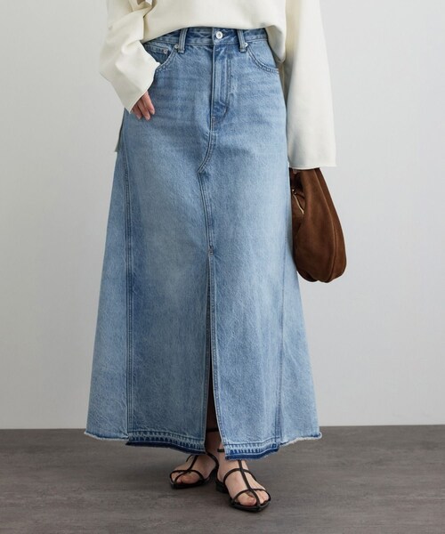 ADAM ET ROPE'(アダムエロペ)の「【WEB限定】リメイクライクデニムスカート(デニムスカート・レディース・オフホワイト/サックス・M/S)」の5枚目の写真