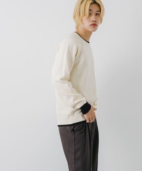 SENSE OF PLACE by URBAN RESEARCH（センスオブプレイスバイアーバンリサーチ）の「『ユニセックス』『洗濯可』ストレッチリブハイショクラインニット（ニット/セーター・メンズ・BLACK/CHARCOAL/IVORY/BROWN/L.BLUE・M/L）」の17枚目の写真