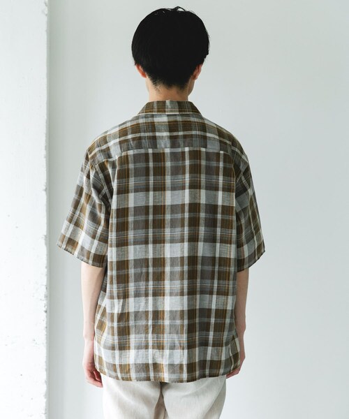 URBAN RESEARCH DOORS(アーバンリサーチドアーズ)の「カバーリングリネン キャンプカラーシャツ(シャツ/ブラウス・メンズ・L.GRAY/DARK NAVY/OLV CHECK・M/L)」の15枚目の写真