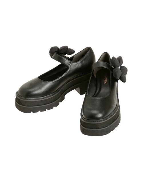 CALNAMUR（カルナムール）の「2WAY FLOWER CLIP PLATFORM LOAFERS/2WAYフラワークリッププラットフォームローファー（ローファー・レディース・ホワイト/ブラック・S/M/L）」の13枚目の写真