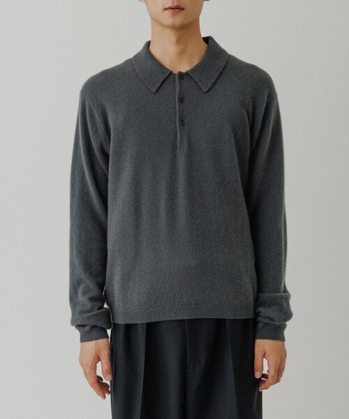 ADAM ET ROPE'（アダムエロペ）の「12GG カシミヤ ニット ポロシャツ（ポロシャツ・メンズ・ブラック/チャコール/ピンク系・L/M）」の14枚目の写真