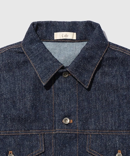 ADAM ET ROPE'(アダムエロペ)の「【Cale/カル】cotton silk denim Trucker(デニムジャケット・メンズ・ネイビー・2/3)」の4枚目の写真