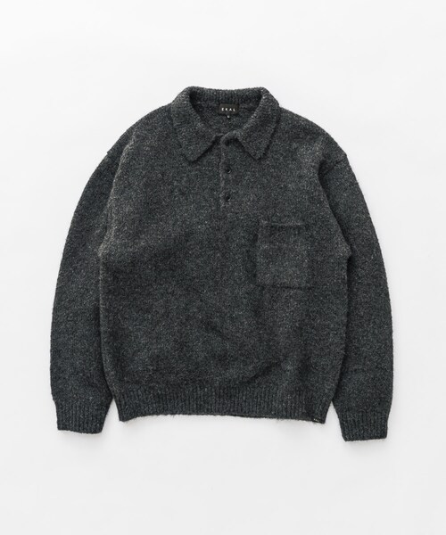EKAL（エカル）の「シャギーニットポロプルオーバー（ニット/セーター・メンズ・グレー/ブラウン/フォーレンリーブス・M/L）」の22枚目の写真