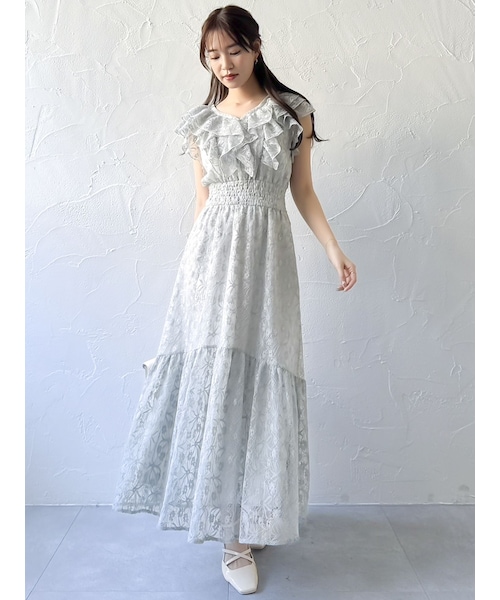 ダズリン　バックリボンレースノースリワンピース　ホワイト　M dazzlin（ダズリン）の「【WEB限定】バックリボンレースノースリ