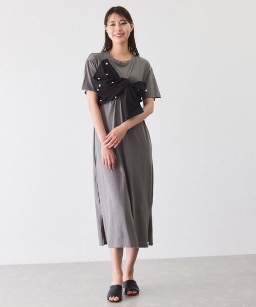 Jayro（ジャイロ）の「デコリボンパールドッキングワンピース（ワンピース・レディース・ブラック/グレー/ネイビー・M）」の5枚目の写真