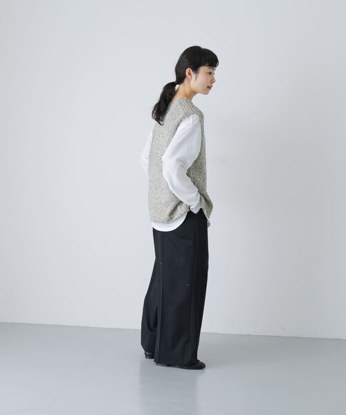 かぐれ（カグレ）の「テープヤーンニットベスト（ベスト・レディース・L/BEIGE/BLACK・Free）」の21枚目の写真