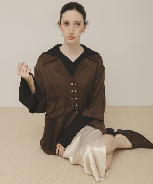 LAATO（ラート）の「open collar shirts（シャツ/ブラウス・レディース・ミスト/チョコレート・Free）」の17枚目の写真
