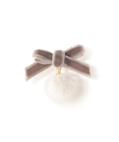 ROPE' PICNIC（ロペピクニック）の「ベルベットリボン×シャギーボールプチピアス（ピアス（両耳用）・レディース・ベージュ/グリーン系/オレンジ系・F）」の9枚目の写真