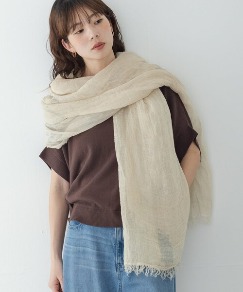 URBAN RESEARCH Sonny Label（アーバンリサーチサニーレーベル）の「イタリア製リネンストール（ストール/ショール・レディース・ベージュ/グレー/ブラック・One）」の14枚目の写真