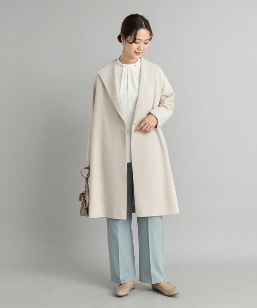 URBAN RESEARCH DOORS(アーバンリサーチドアーズ)の「ダブルクロスガウンコート(テーラードジャケット・レディース・L.BEIGE/NAVY・M)」の11枚目の写真